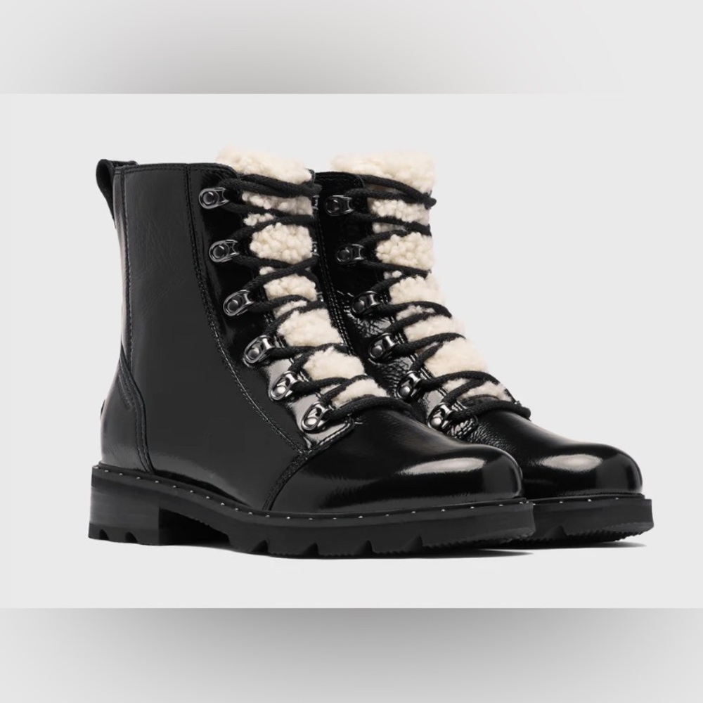 Sorel NWT Black Lennox Shearling Booties Size 7